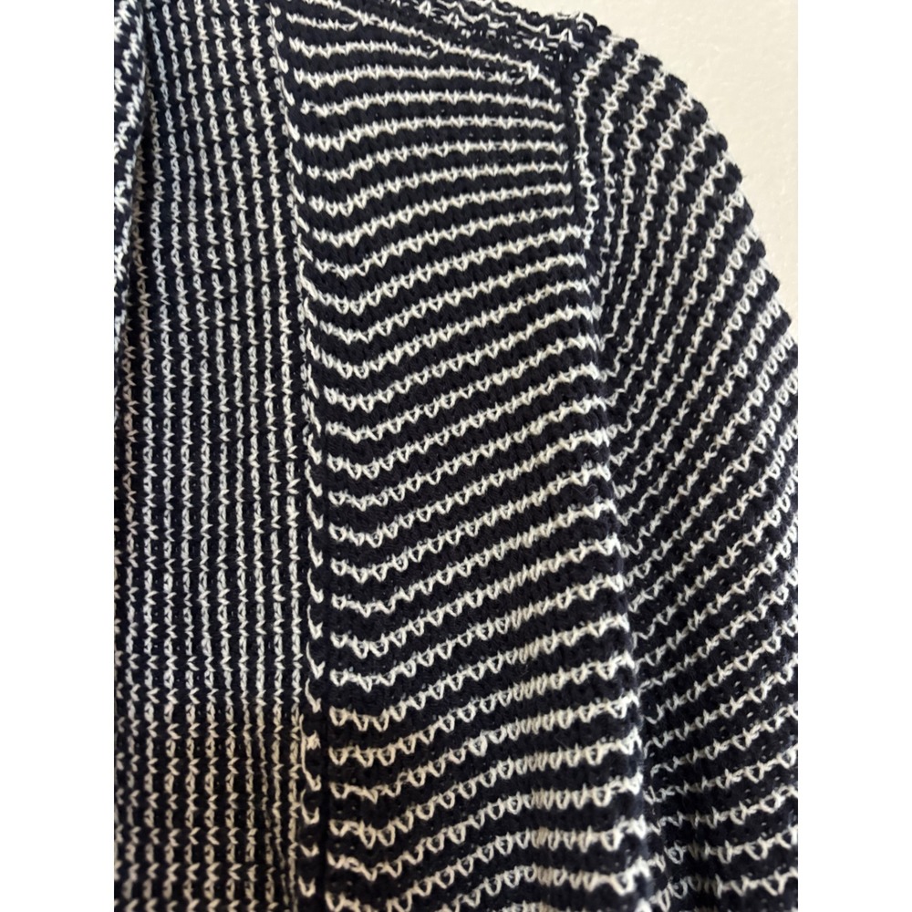 J.Jill Wearever Collection Long Sweater Cardigan Duster Sz Med Blk/WHT - Picture 4 of 4
